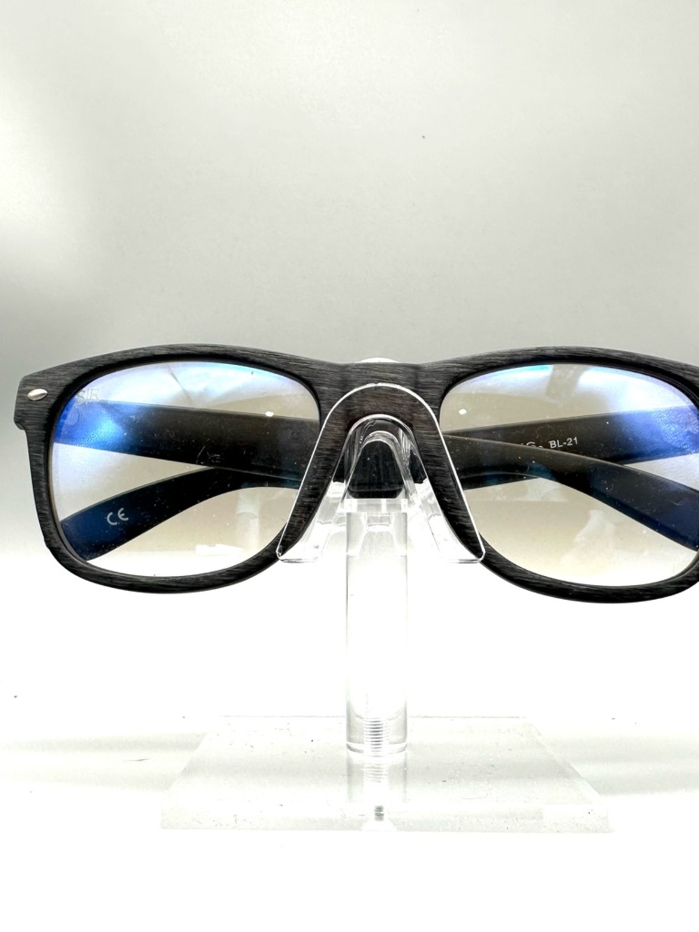Shady Rays BL-21 Blue Light Blocking Glasses Black Wood Grain Square Frame
